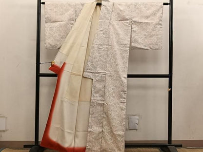 平和屋着物■本場大島紬　白大島　草花文　正絹　逸品　BAAY1785mz