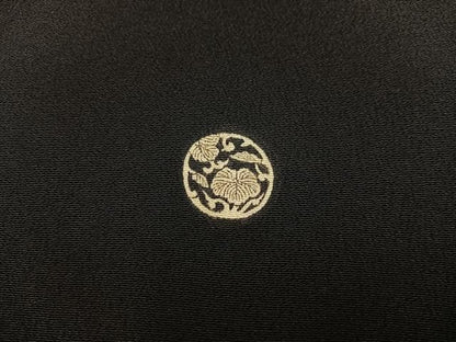 平和屋着物■豪華黒留袖　刺繍　花鳥文　金彩　正絹　逸品　BAAY1786mz