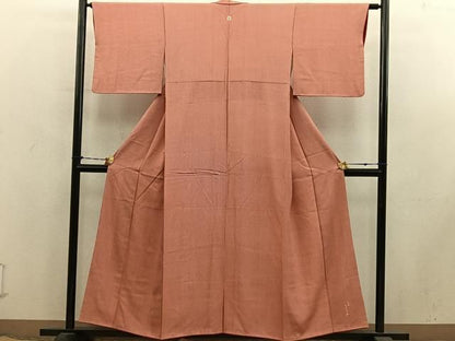 平和屋着物■小紋師　遠藤武次　江戸小紋　万筋　樺色×白色　正絹　逸品　BAAY1788mz