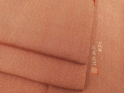 平和屋着物■小紋師　遠藤武次　江戸小紋　万筋　樺色×白色　正絹　逸品　BAAY1788mz
