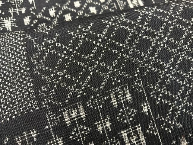 平和屋着物■上質な紬　幾何学文様　正絹　逸品　BAAY1802mz
