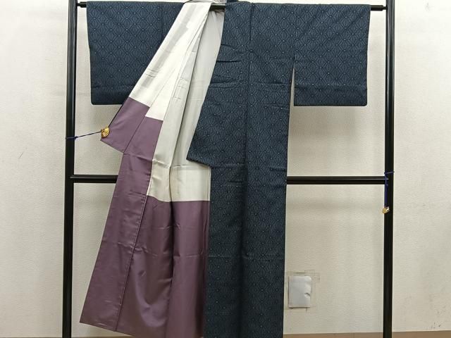 平和屋着物■本場大島紬　7マルキ　麻の葉文様　証紙付き　正絹　逸品　BAAY1864mz