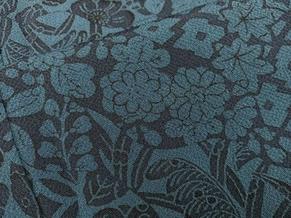 平和屋着物■上質な小紋　藍　型染め　草花文　鬼しぼ縮緬　正絹　逸品　BAAY1870mz
