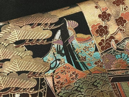 平和屋着物■豪華黒留袖　作家物　御所車人物花文　暈し染め　金彩　正絹　逸品　BAAY1871mz