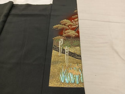 平和屋着物■豪華黒留袖　作家物　御所車人物花文　暈し染め　金彩　正絹　逸品　BAAY1871mz