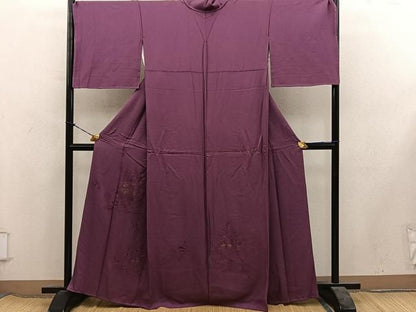 平和屋着物●無地絵羽訪問着　総刺繍　スワトウ相良刺繍　扇面花地紋　紅檜皮色　正絹　逸品　BAAY1886mz