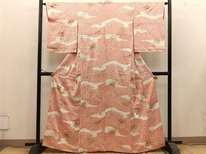 平和屋着物■上質な小紋　扇面花文　金彩　正絹　逸品　BAAY1894mz