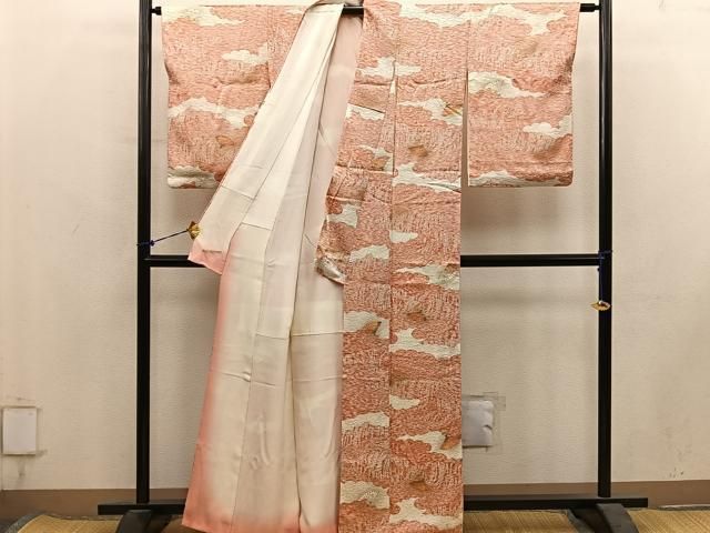 平和屋着物■上質な小紋　扇面花文　金彩　正絹　逸品　BAAY1894mz