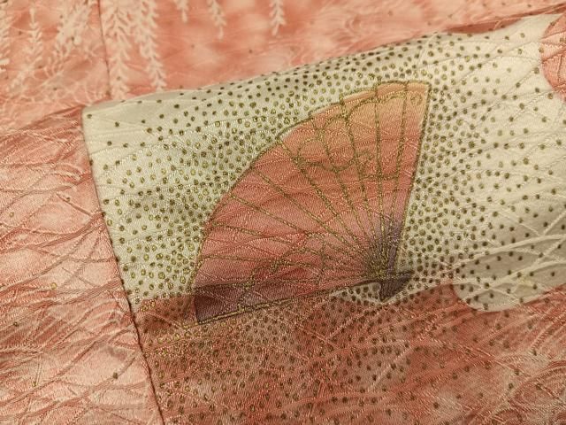 平和屋着物■上質な小紋　扇面花文　金彩　正絹　逸品　BAAY1894mz