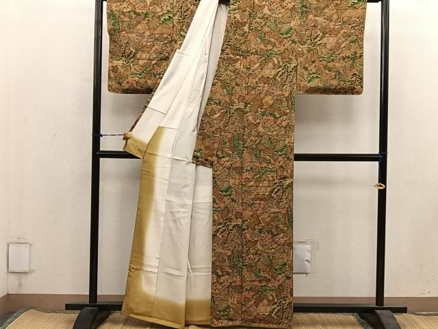 平和屋着物■上質な小紋　風景花文　正絹　逸品　BAAY1917mz
