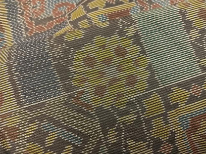 平和屋着物■本場大島紬　幾何学花文　正絹　逸品　BAAY1919mz