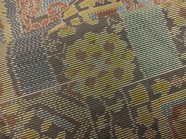 平和屋着物■本場大島紬　幾何学花文　正絹　逸品　BAAY1919mz