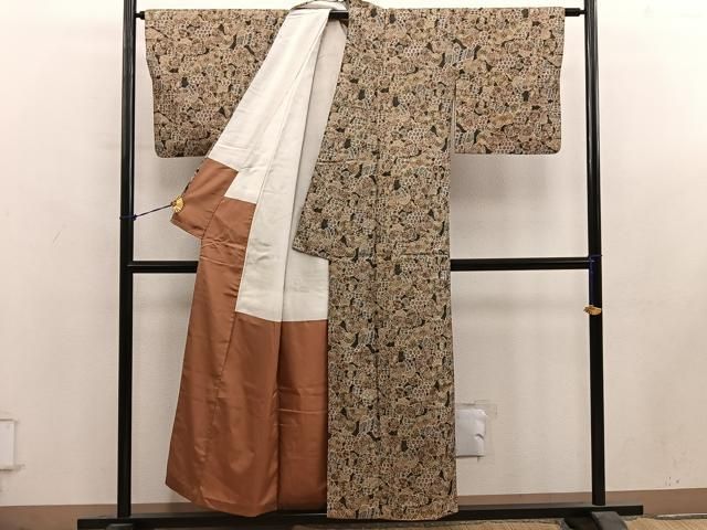 平和屋着物■本場染大島紬　亀甲花文　正絹　逸品　BAAY1960mz