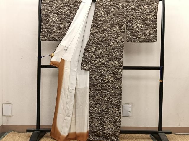 平和屋着物■上質な小紋　流水花文　正絹　逸品　BAAY1989mz