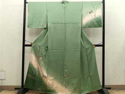 平和屋着物■訪問着　駒刺繍　貝桶花文　暈し染め　金彩　正絹　逸品　BAAY1993mz