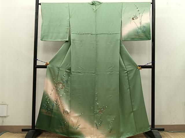 平和屋着物■訪問着　駒刺繍　貝桶花文　暈し染め　金彩　正絹　逸品　BAAY1993mz