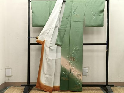 平和屋着物■訪問着　駒刺繍　貝桶花文　暈し染め　金彩　正絹　逸品　BAAY1993mz
