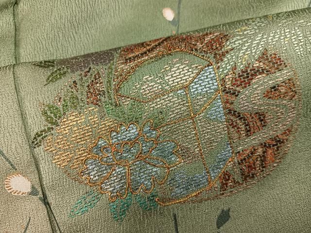 平和屋着物■訪問着　駒刺繍　貝桶花文　暈し染め　金彩　正絹　逸品　BAAY1993mz