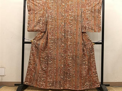 平和屋着物■上質な小紋　草花文　金彩　正絹　逸品　BAAY1995mz
