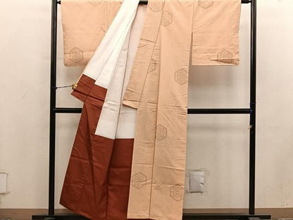 平和屋着物■結城紬　80亀甲　亀甲花文　飛び亀甲柄　正絹　逸品　BAAY1996mz