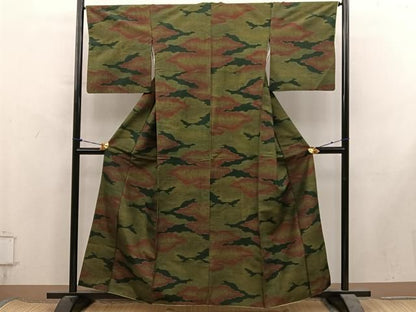 平和屋着物■上質な紬　幾何学文様　正絹　逸品　BAAY1997mz