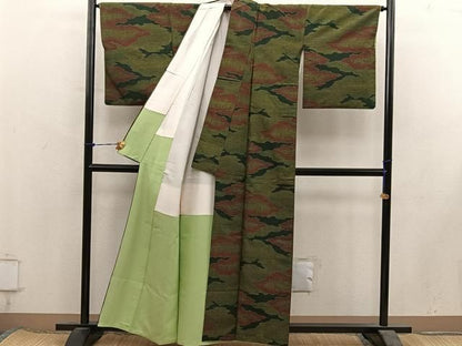 平和屋着物■上質な紬　幾何学文様　正絹　逸品　BAAY1997mz