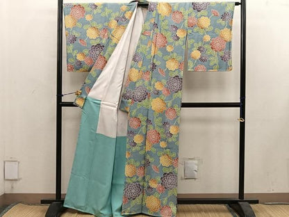 平和屋着物■上質な小紋　菊花文　正絹　逸品　BAAY1999mz