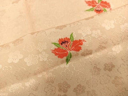 平和屋着物■長襦袢　袷　草花文　正絹　逸品　BAAY2004mz