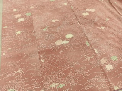 平和屋着物■上質な小紋　風景花文　正絹　逸品　BAAY2016mz