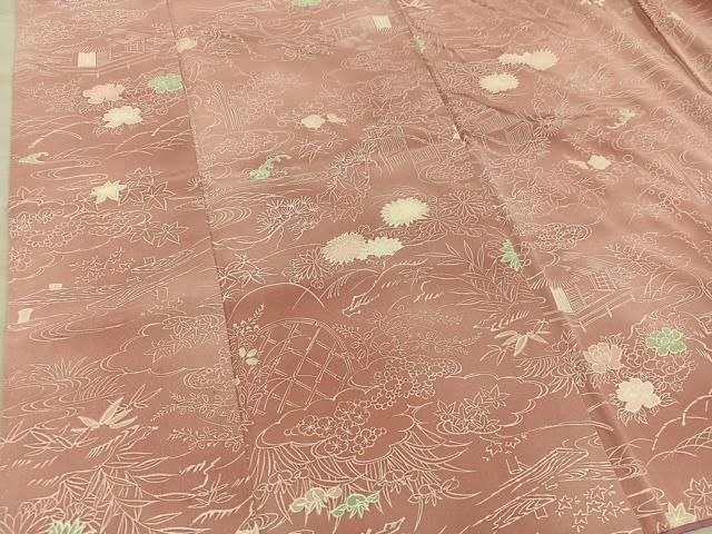 平和屋着物■上質な小紋　風景花文　正絹　逸品　BAAY2016mz