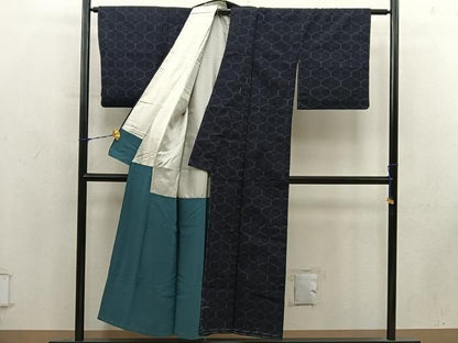 平和屋着物■上質な紬　亀甲文　正絹　逸品　BAAY2017mz