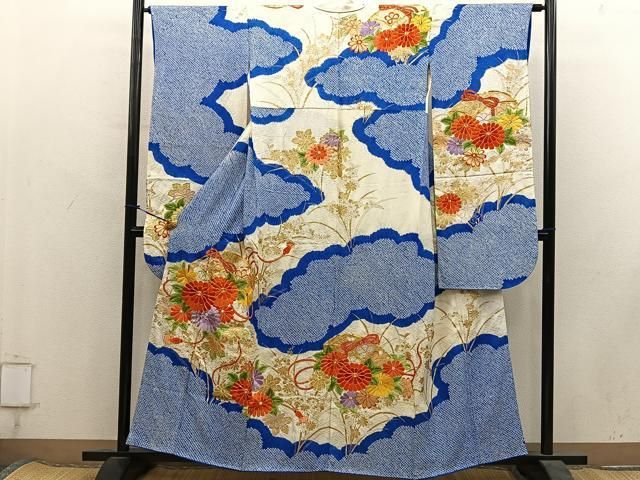 平和屋着物■豪華振袖　駒刺繍　絞り　文箱花文　金彩　正絹　逸品　BAAY2023mz