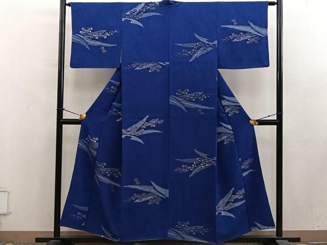 平和屋着物■上質な小紋　菊花文　寿光織　金銀糸　正絹　逸品　BAAY2028mz