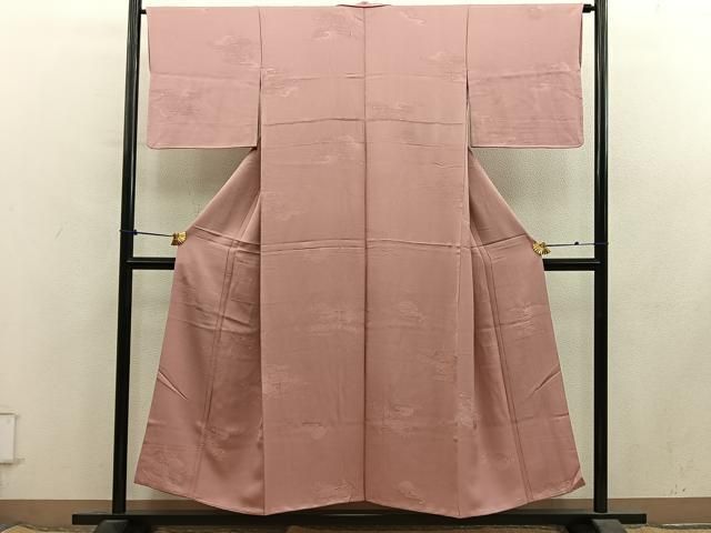 平和屋着物■上質な色無地　流水花地紋　纁色　正絹　逸品　BAAY2029mz