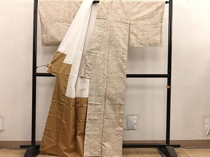 平和屋着物■上質な紬　流水花文　正絹　逸品　BAAY2036mz