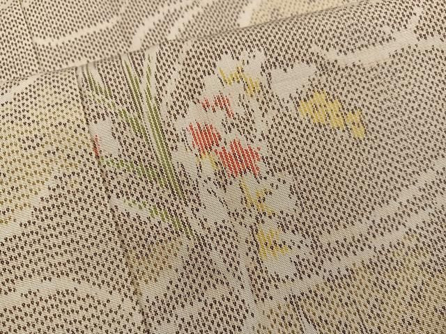 平和屋着物■上質な紬　流水花文　正絹　逸品　BAAY2036mz