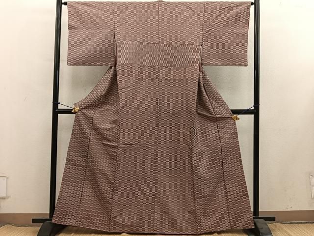 平和屋着物■上質な紬　胴抜き仕立て　横段文　正絹　逸品　BAAY2045mz