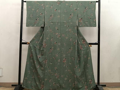 平和屋着物■上質な小紋　枝花文　正絹　逸品　BAAY2047mz