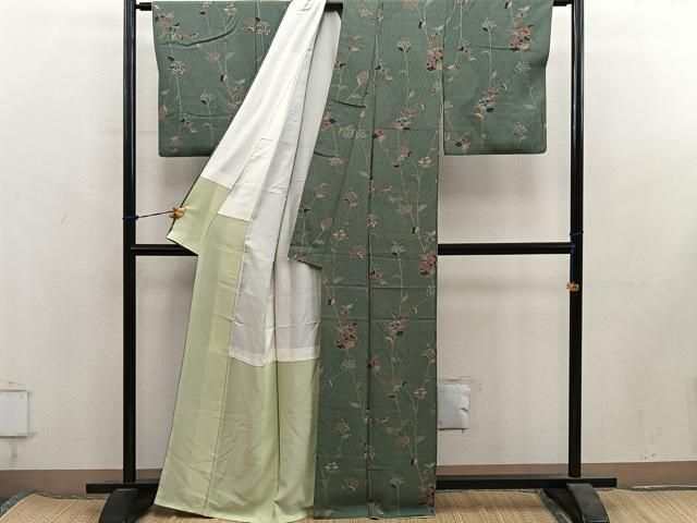 平和屋着物■上質な小紋　枝花文　正絹　逸品　BAAY2047mz