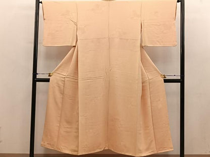 平和屋着物■上質な色無地　貝桶地紋　萱草色　正絹　逸品　BAAY2051mz
