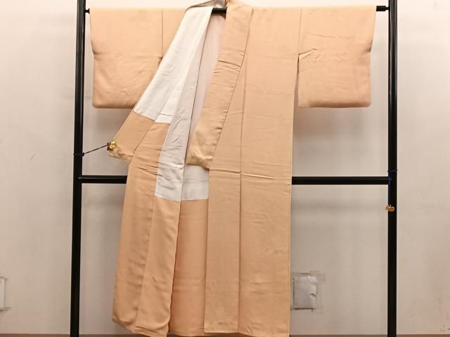 平和屋着物■上質な色無地　貝桶地紋　萱草色　正絹　逸品　BAAY2051mz
