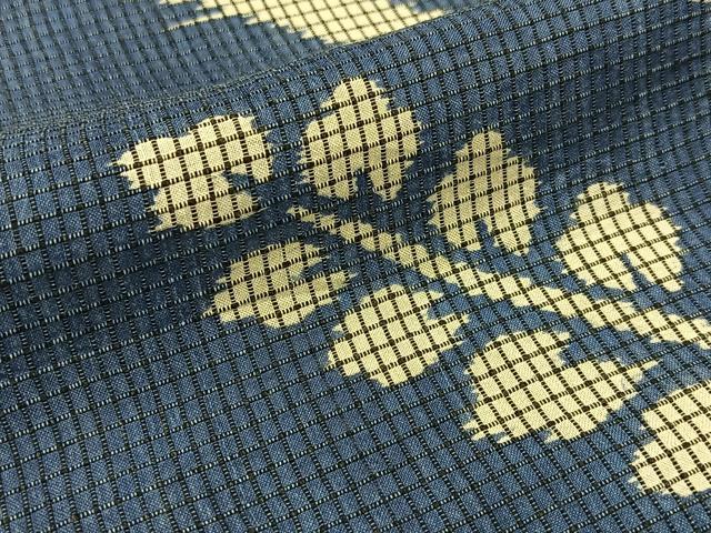 平和屋着物∴夏物　小紋・浴衣兼用　絹紅梅　紗綾形草葉文　逸品　BAAY3005hj