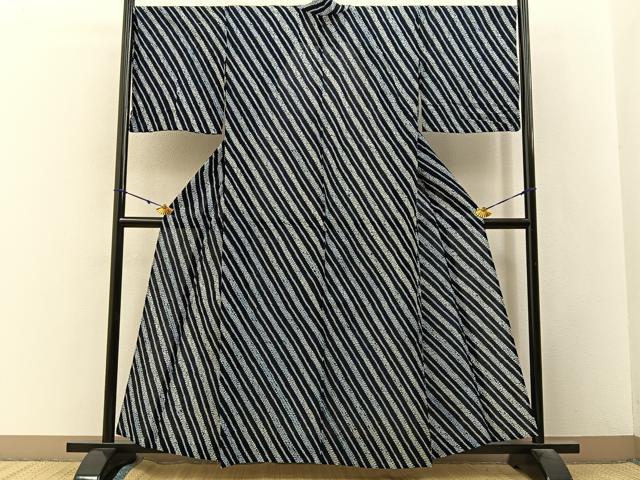 平和屋着物∴夏物　浴衣　有松鳴海絞り　斜線文　綿　逸品　BAAY3006hj