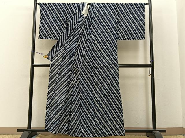 平和屋着物∴夏物　浴衣　有松鳴海絞り　斜線文　綿　逸品　BAAY3006hj