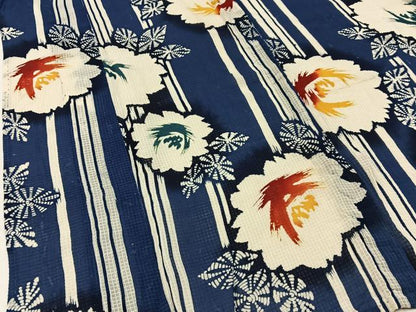 平和屋着物∴夏物　浴衣　綿紅梅　草花文　綿　逸品　BAAY3007hj