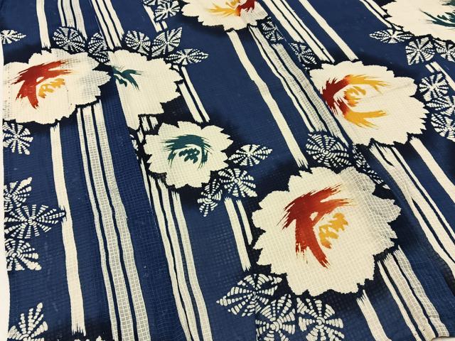 平和屋着物∴夏物　浴衣　綿紅梅　草花文　綿　逸品　BAAY3007hj