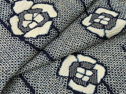 平和屋着物∴夏物　浴衣　草花文　リップル生地　綿　逸品　BAAY3009hj