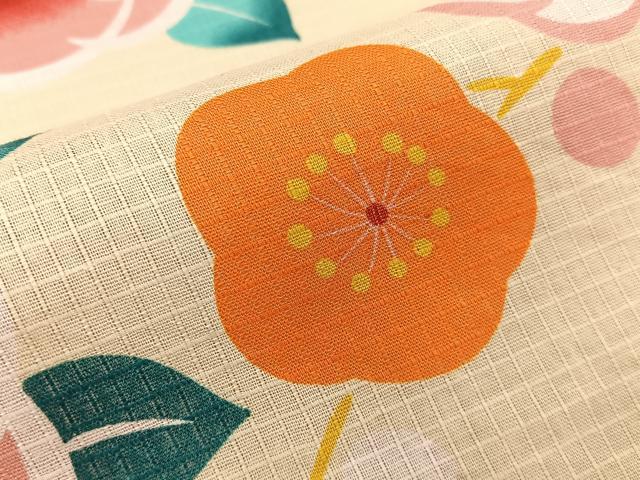平和屋着物∴夏物　浴衣　綿紅梅　椿　梅　綿　逸品　BAAY3010hj
