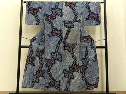 平和屋着物∴夏物　浴衣　有松鳴海絞り　草花文　綿　逸品　BAAY3013hj