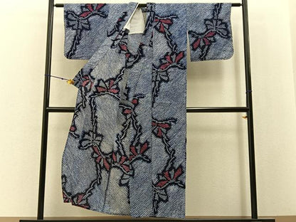 平和屋着物∴夏物　浴衣　有松鳴海絞り　草花文　綿　逸品　BAAY3013hj